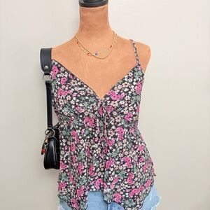 Floral Cami - Pink and Black